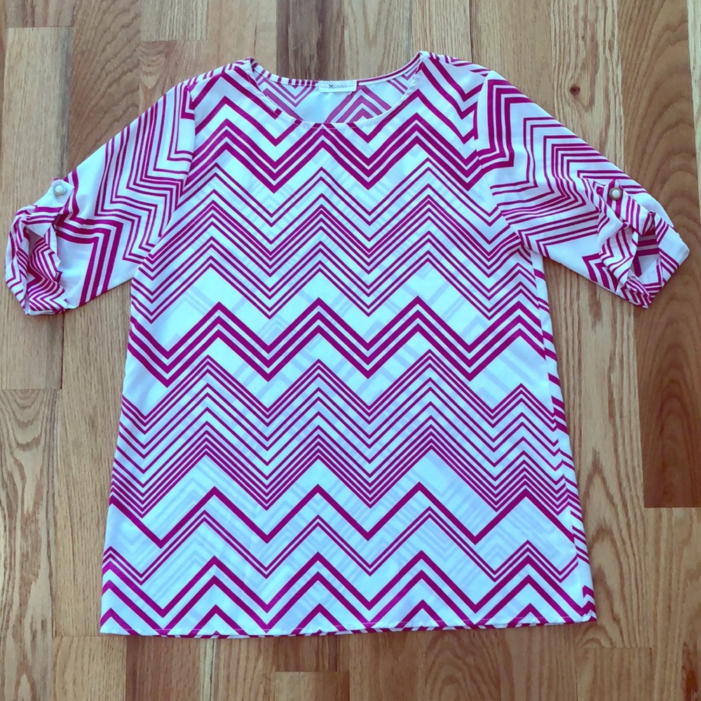 Everly Pink Chevron Top